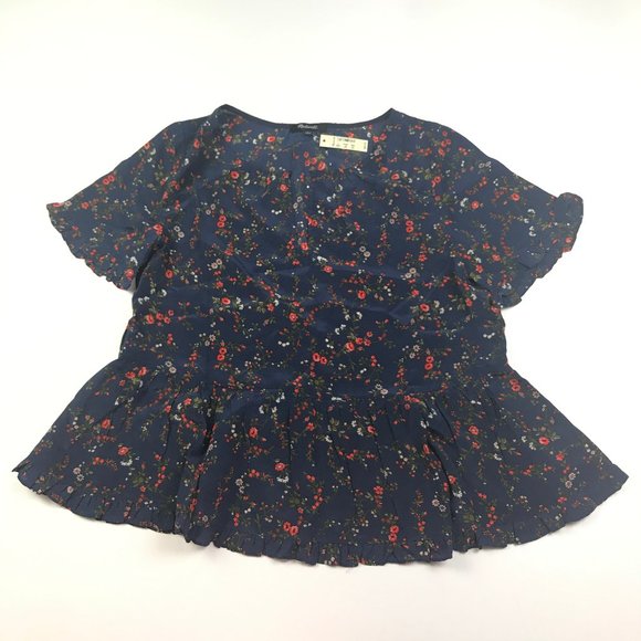 Madewell Silk Stanza Ruffle-Hem Top K5583 Floral - Picture 5 of 9